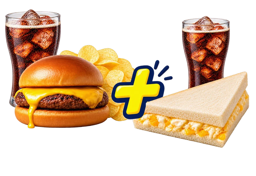 Combo de cheeseburguer do Aqua Park e combo de sanduíche do Parque Arvorar, os dois inclusos no Supercombo